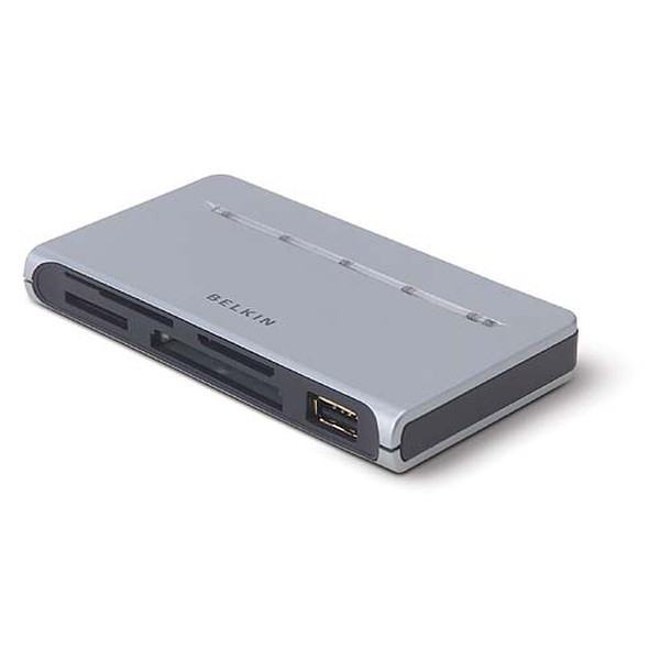 Belkin Hi-Speed USB 2.0 3-port hub & 15-in-1 Media Reader/Writer 480Мбит/с Cеребряный хаб-разветвитель