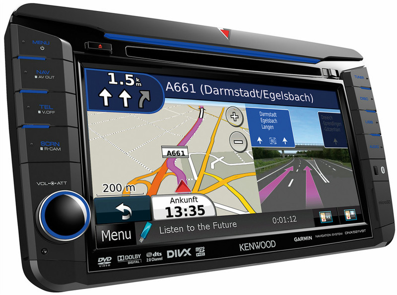 Kenwood Electronics DNX521VBT Fixed 7Zoll LCD Touchscreen 2600g Schwarz Navigationssystem