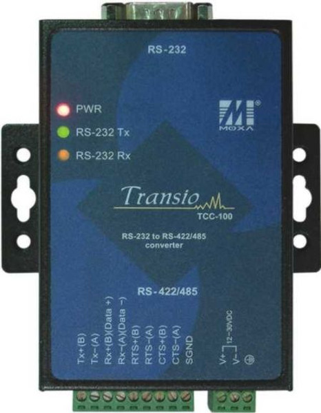 Moxa TCC-100I Isolated RS-232 - RS-422/485 Converter 0.9216Mbit/s Netzwerk Medienkonverter
