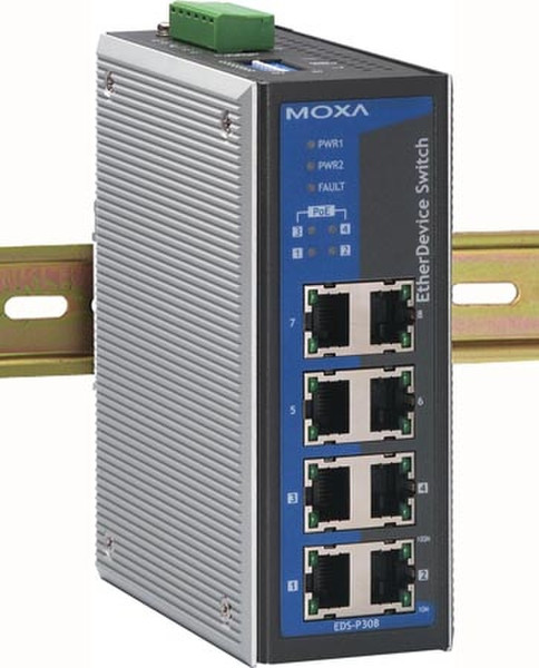Moxa EDS-P308, 8 ports PoE Switch ungemanaged Energie Über Ethernet (PoE) Unterstützung