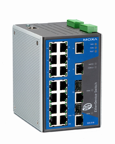 Moxa EDS-518A Managed Industri Switch Управляемый L3+ Cеребряный