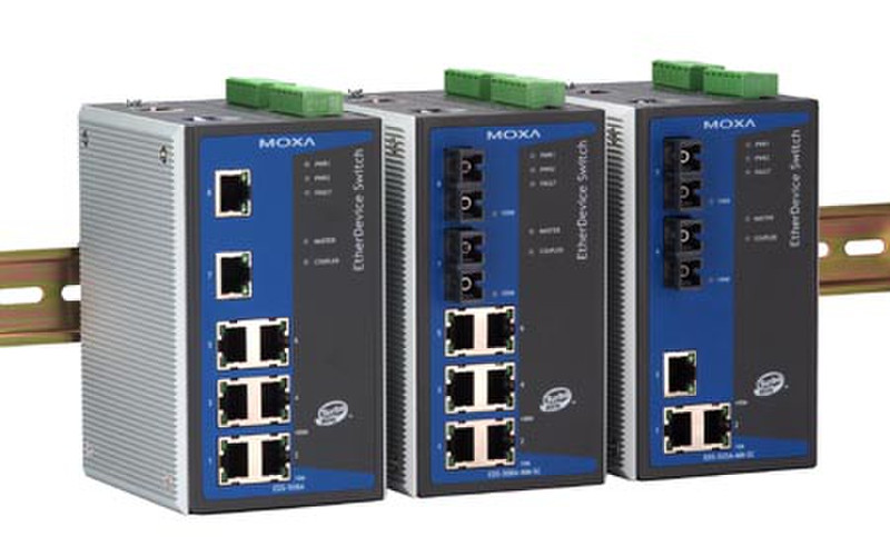 Moxa EtherDevice™ Switch EDS-508, 6 x 10/100BaseT(X), Multi Mode SC Connector x 2, -40 to 75˚C Managed