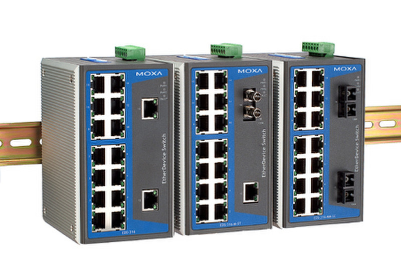 Moxa EtherDevice™ Switch EDS-316, Multi Mode, ST Connector Неуправляемый