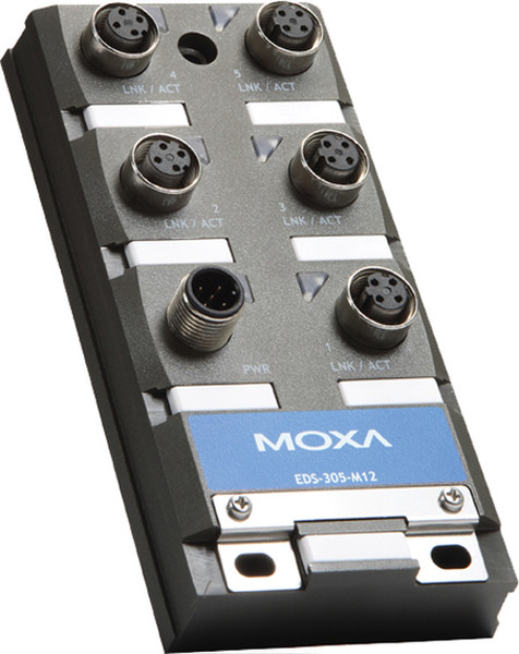 Moxa EDS-305-M12 ungemanaged Energie Über Ethernet (PoE) Unterstützung Netzwerk-Switch