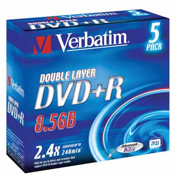 Verbatim 8.5GB DVD+R Dual Layer 2.4x 8.5ГБ DVD+R DL 5шт