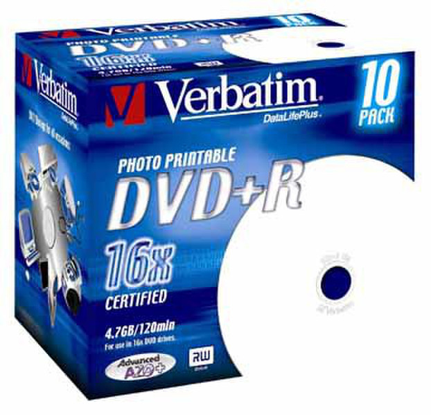 Verbatim 4.7GB DVD+R Inkjet Printable 16x