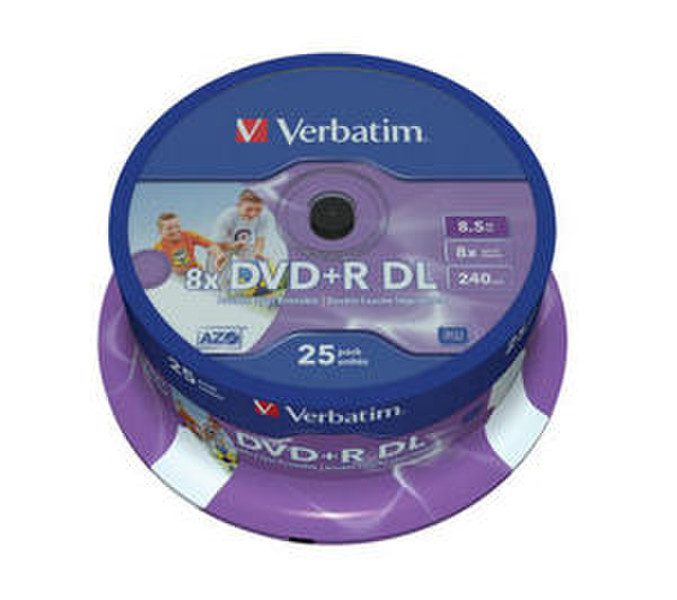 Verbatim DVD+R Double Layer Inkjet Printable 8x 8.5ГБ DVD+R DL 25шт