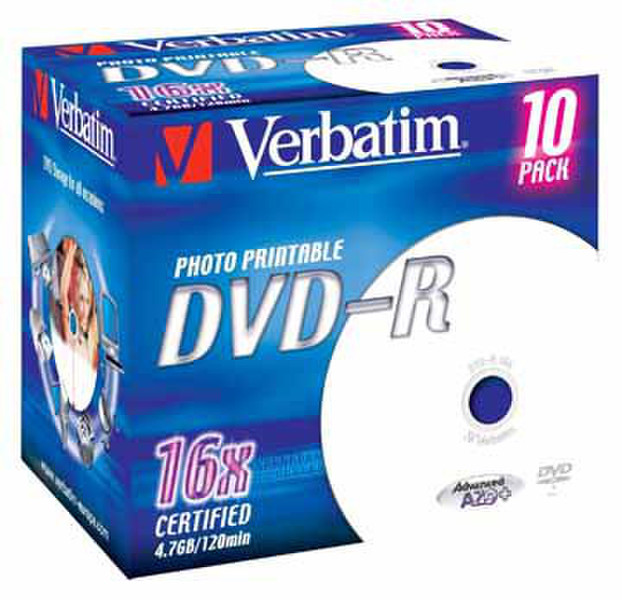 Verbatim 4.7GB DVD-R Inkjet Printable 16x 4.7GB DVD-R 10Stück(e)