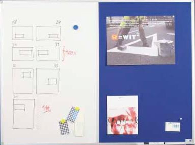 Smit Visual Combiboard, Enamel & grey bulletin, Softline profile 90 x 120 cm Grey,White