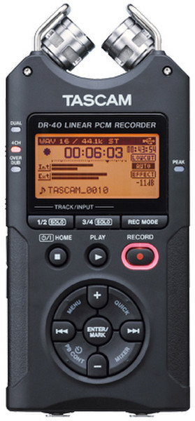 Tascam DR-40 Flash card Schwarz, Chrom Diktiergerät