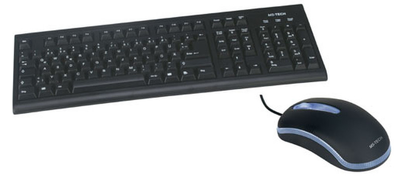 MS-Tech LT-117 Keyboard & Mouse PS/2 Schwarz Tastatur