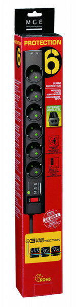 Eaton Protection Strip 6 Tel (DIN) 6AC outlet(s) Schwarz Spannungsschutz