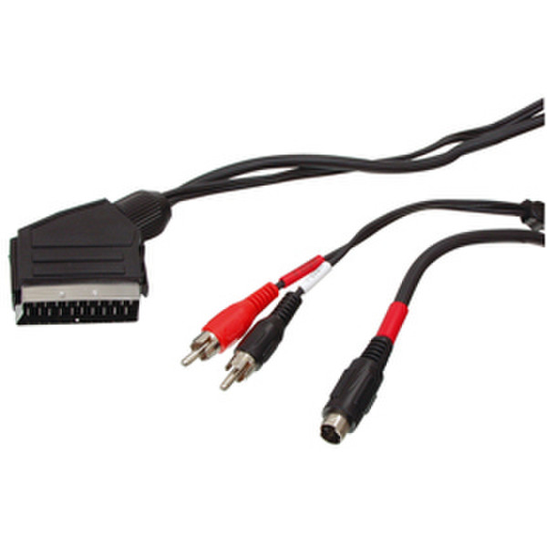 Valueline SCART 28 1.5m SCART (21-pin) S-VHS + 2 x RCA Schwarz Videokabel-Adapter