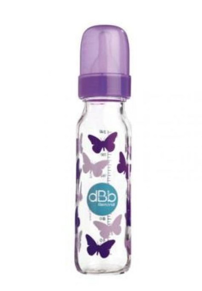 dBb-remond Papillons violets 240ml Glass Transparent,Violet feeding bottle