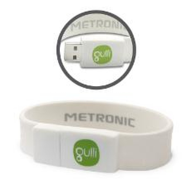 Metronic Bracelet USB GULLI 2ГБ USB 2.0 Type-A Белый USB флеш накопитель