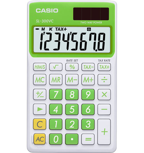 Casio SL-300VC Tasche Display-Rechner Grün, Weiß