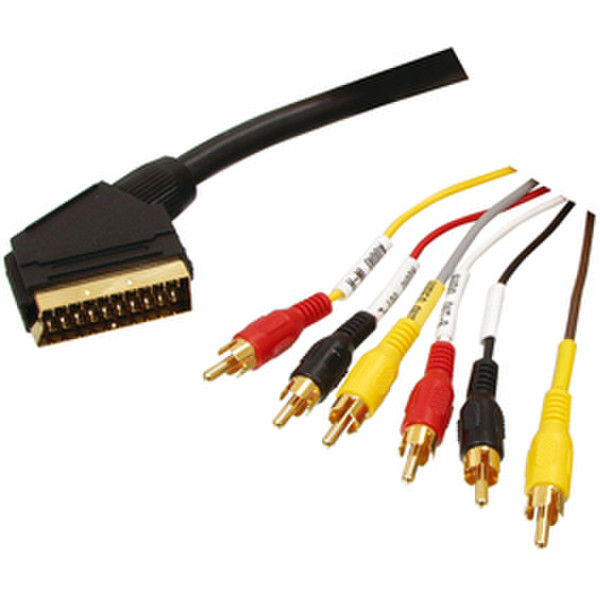 Valueline SCART 42 1.5м SCART (21-pin) 6 x RCA Черный адаптер для видео кабеля