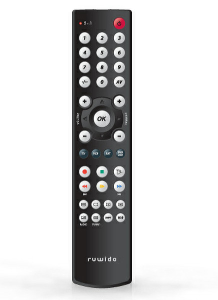 Ruwido 5in1 IR Wireless push buttons Black remote control