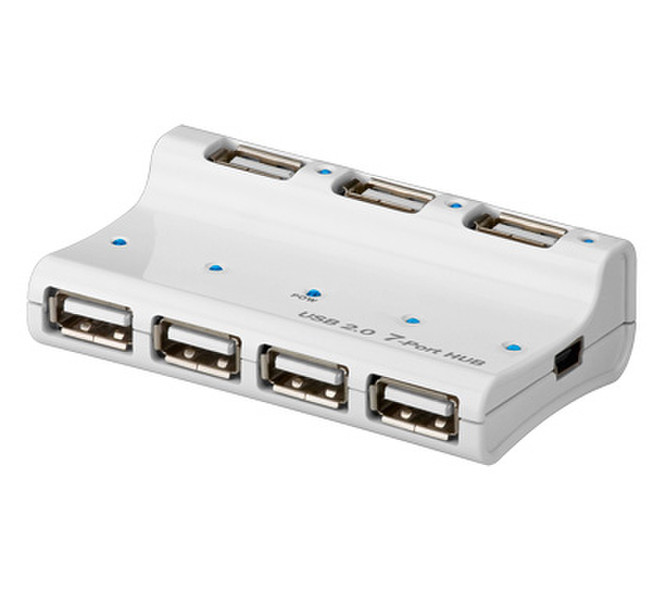 Wentronic 7-Port Mini USB 2.0 480Мбит/с Белый