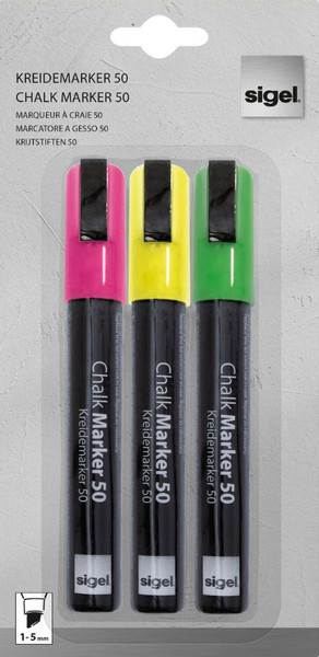 Sigel GL182 Скошенный наконечник Зеленый, Розовый, Желтый 3шт маркер
