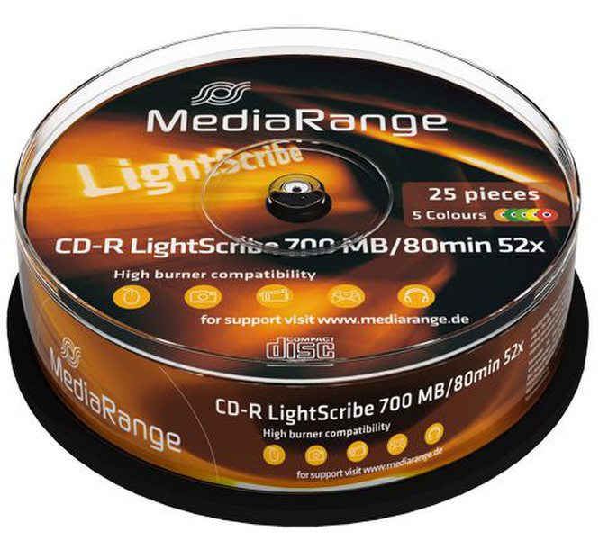 MediaRange MR248 CD-R 700МБ 25шт чистые CD
