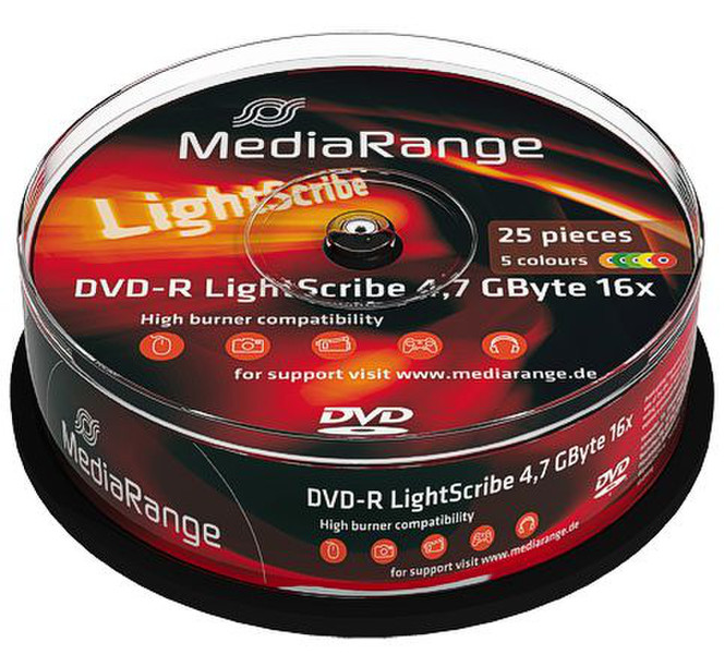 MediaRange MR454 4.7GB DVD-R 25pc(s) blank DVD