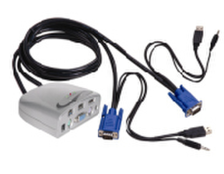 Dynamode 2-Port Pocket KVM/USB2.0/Audio Grau Tastatur/Video/Maus (KVM)-Switch