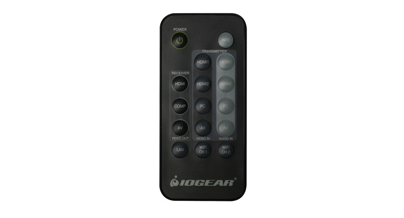 iogear GWRC8100 IR Wireless press buttons Black remote control