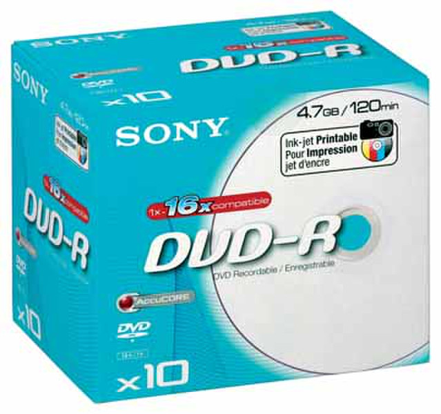 Sony DVD-R 4.7GB 16x JC (10) 4.7GB DVD-R 10pc(s)