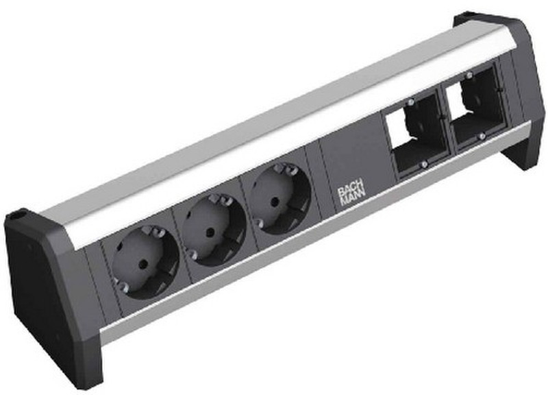 Bachmann 3x Schuko 2x GST18 3AC outlet(s) Black,Silver power extension