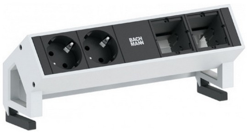 Bachmann 2x Schuko 2x Custom Modules RAL9010 2AC outlet(s) Black,White power extension
