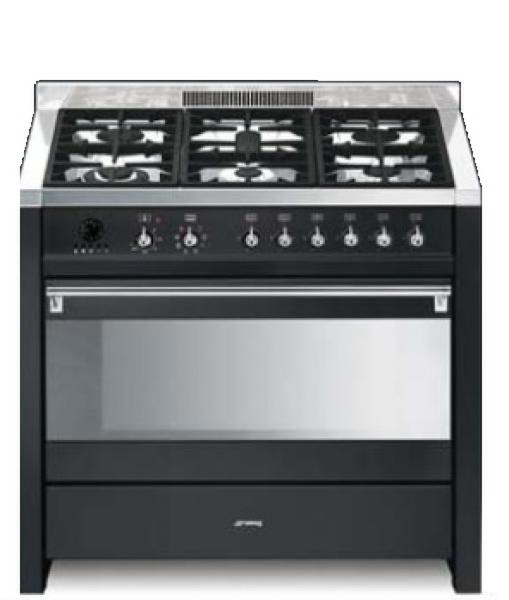 Smeg CS19A-7 Freistehend Combi hob A Schwarz Küchenherd