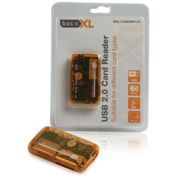 basicXL BXL-CARDRW1O USB 2.0 Оранжевый устройство для чтения карт флэш-памяти