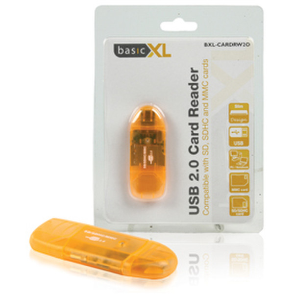 basicXL BXL-CARDRW2O USB 2.0 Оранжевый устройство для чтения карт флэш-памяти
