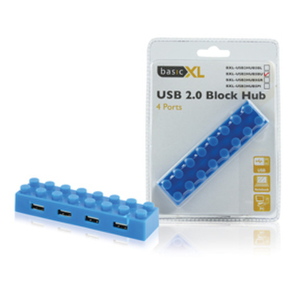 basicXL BXL-USB2HUB5BU 480Мбит/с Синий хаб-разветвитель