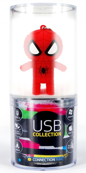 Connection N&C 8GB Spiderman USB2.0 8ГБ USB 2.0 Type-A Красный USB флеш накопитель