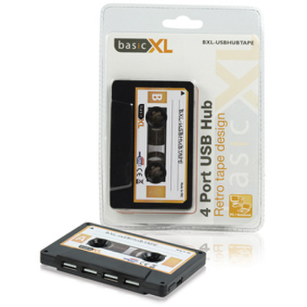 basicXL BXL-USBHUBTAPE 480Mbit/s Schwarz Schnittstellenhub