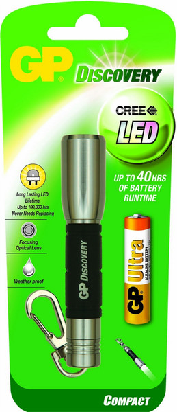 GP Batteries 260LCE202SILVER-C1 Ручной фонарик LED Черный, Нержавеющая сталь электрический фонарь