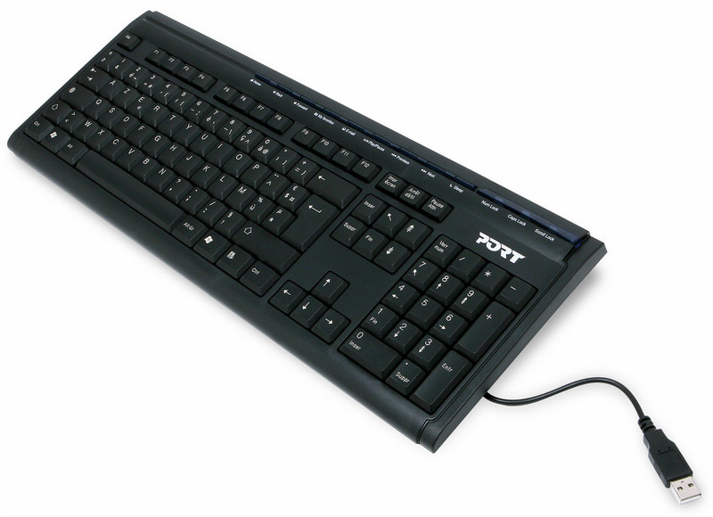 Port Designs USB Slim Keyboard USB+PS/2 Черный клавиатура