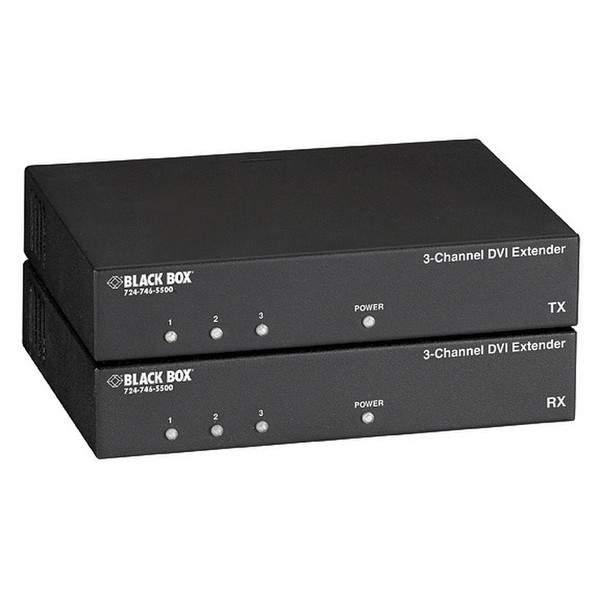 Black Box 3ch DVI AV transmitter & receiver Black