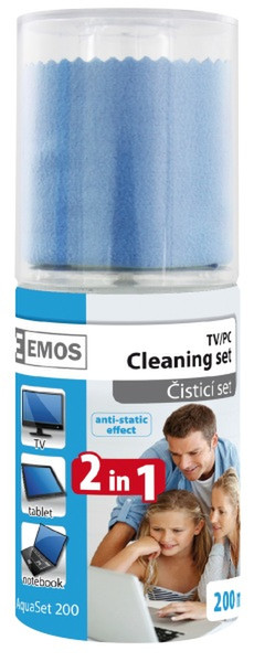 Emos 3231030100 LCD / TFT / Plasma Equipment cleansing wet/dry cloths & liquid 200ml Reinigungskit