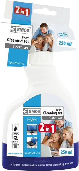 Emos 3231030200 LCD / TFT / Plasma Equipment cleansing wet/dry cloths & liquid 250ml Reinigungskit
