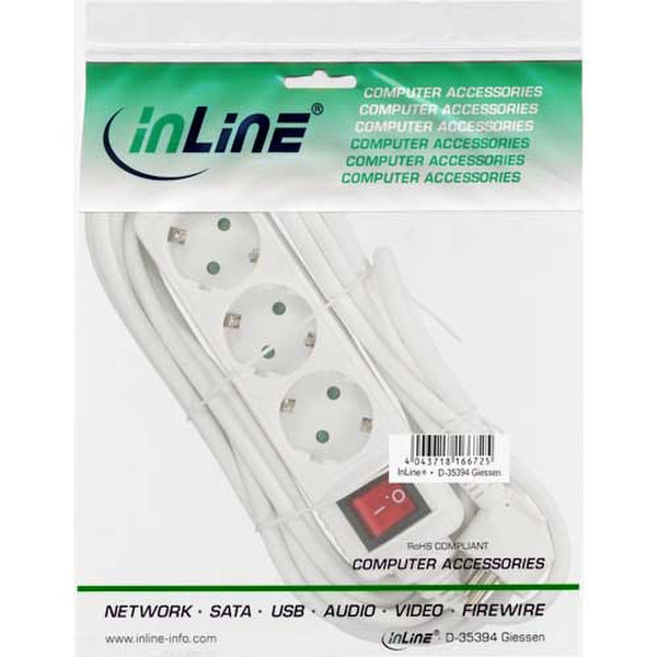 InLine 16435T 3AC outlet(s) 5m White power extension