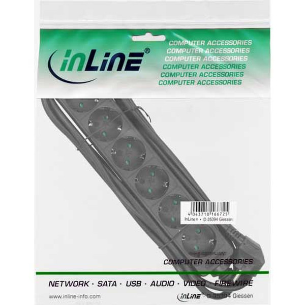 InLine 16461I 6AC outlet(s) 1.5m Black power extension