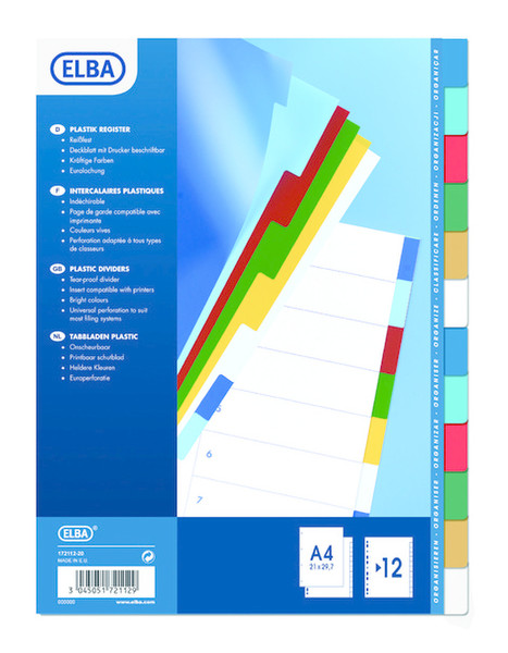 Favorit 100205067 Polypropylene (PP) Mehrfarben 12Stück(e) Trennblatt