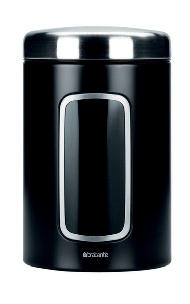 Brabantia Matte Black Window Canister 1.4 Liter Set, 6 pcs