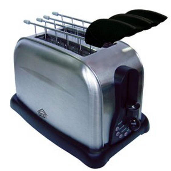 DCG Eltronic TA8350 2ломтик(а) 800Вт Черный, Нержавеющая сталь тостер