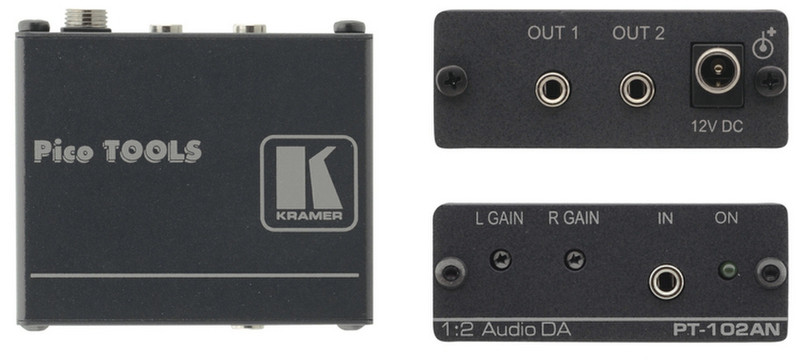 Kramer Electronics PT-102AN 2.0 Проводная Черный усилитель звуковой частоты
