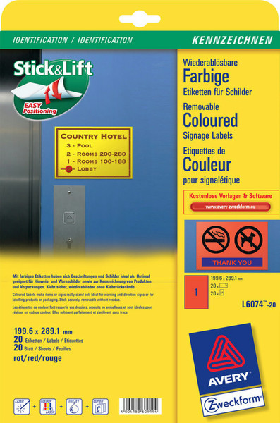 Avery L6074-20 self-adhesive label