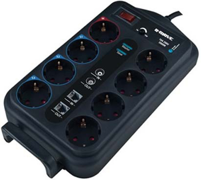 B-Move B-Power80 8AC outlet(s) 1m Black power extension